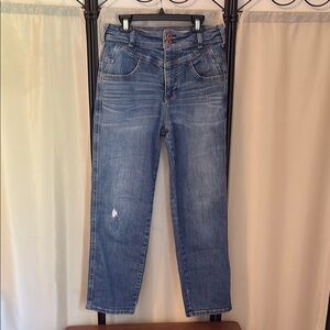 Anthropologie Blue Straight Leg Jeans with High-Rise Waist